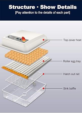 JAEDO Automatic Egg Incubator 150~180 Egg Incubator Digital Automatic Hatcher with Egg Turning for Chickens Ducks Goose Birds - Image 6