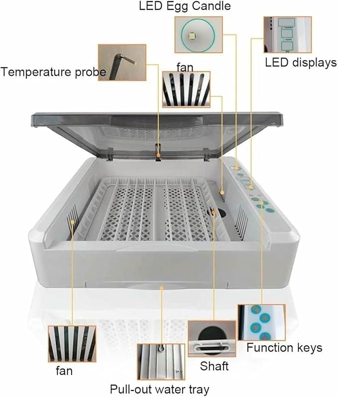 Egg Incubator, 36 Eggs Incubator Automatic Hatching for Chickens Duck Goose Bird Quail Poultry Hatcher Intelligent Control Pull-Out Water Tray - Image 7