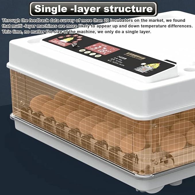 Egg Incubator, Automatic Egg Incubator Brooding Machine Chicken Incubator Home Incubator Controller Farm 64-128 Egg Incubator with Automatic Temperature/Humidity Control,120 - Image 7