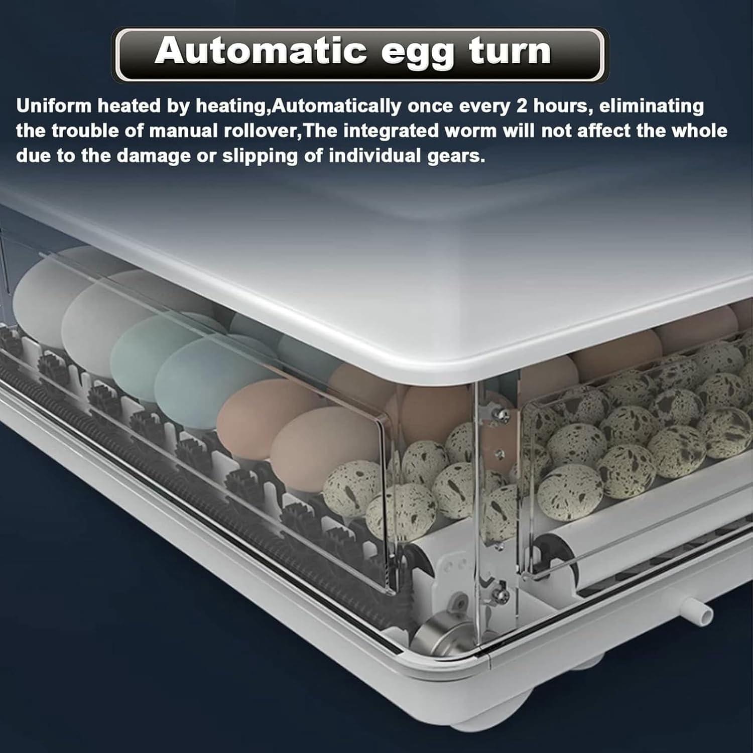 Egg Incubator, Automatic Egg Incubator Brooding Machine Chicken Incubator Home Incubator Controller Farm 64-128 Egg Incubator with Automatic Temperature/Humidity Control,120 - Image 3
