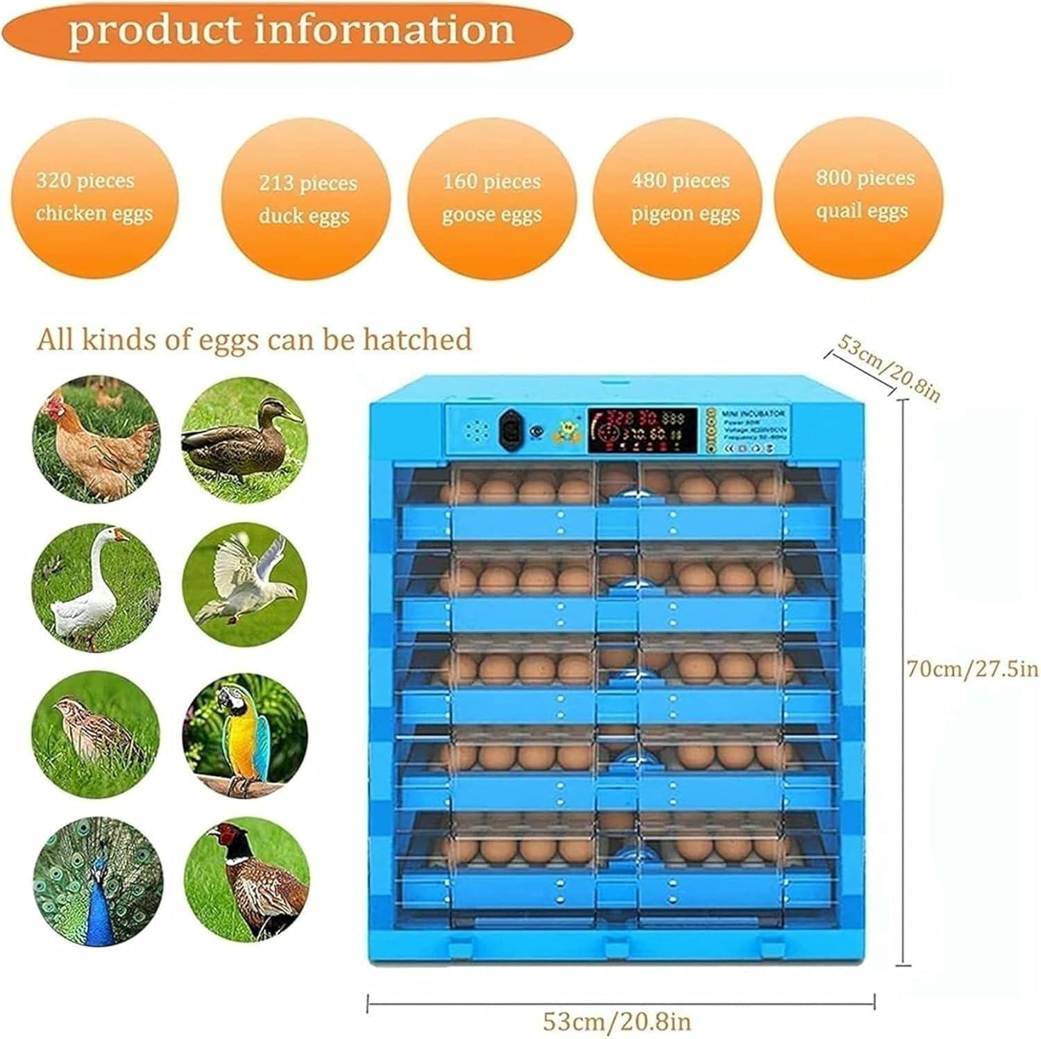 Chicken Egg Incubator with Automatic Egg Turning 320eggs Hatcher Big Digital Incubator for Hatching Quail Duck Goose Birds Poultry Pheasant Farm Breeding - Image 3