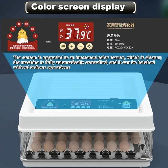 Egg Incubator, Automatic Egg Incubator Brooding Machine Chicken Incubator Home Incubator Controller Farm 64-128 Egg Incubator with Automatic Temperature/Humidity Control,120 - Image 9